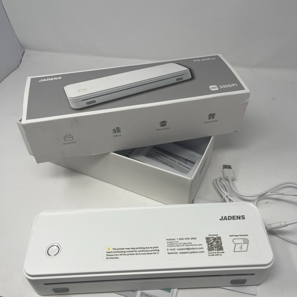 Jadens PD-A4pro HD300DPI portable Thermal printer White In Box Tested